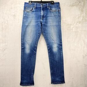 Uniqlo Jeans Men 32x32 (Fits 32x29) Blue Denim Straight Slim Selvedge Whisker